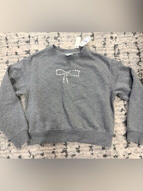 Crewcuts Gray Pearl Bow Sweatshirt